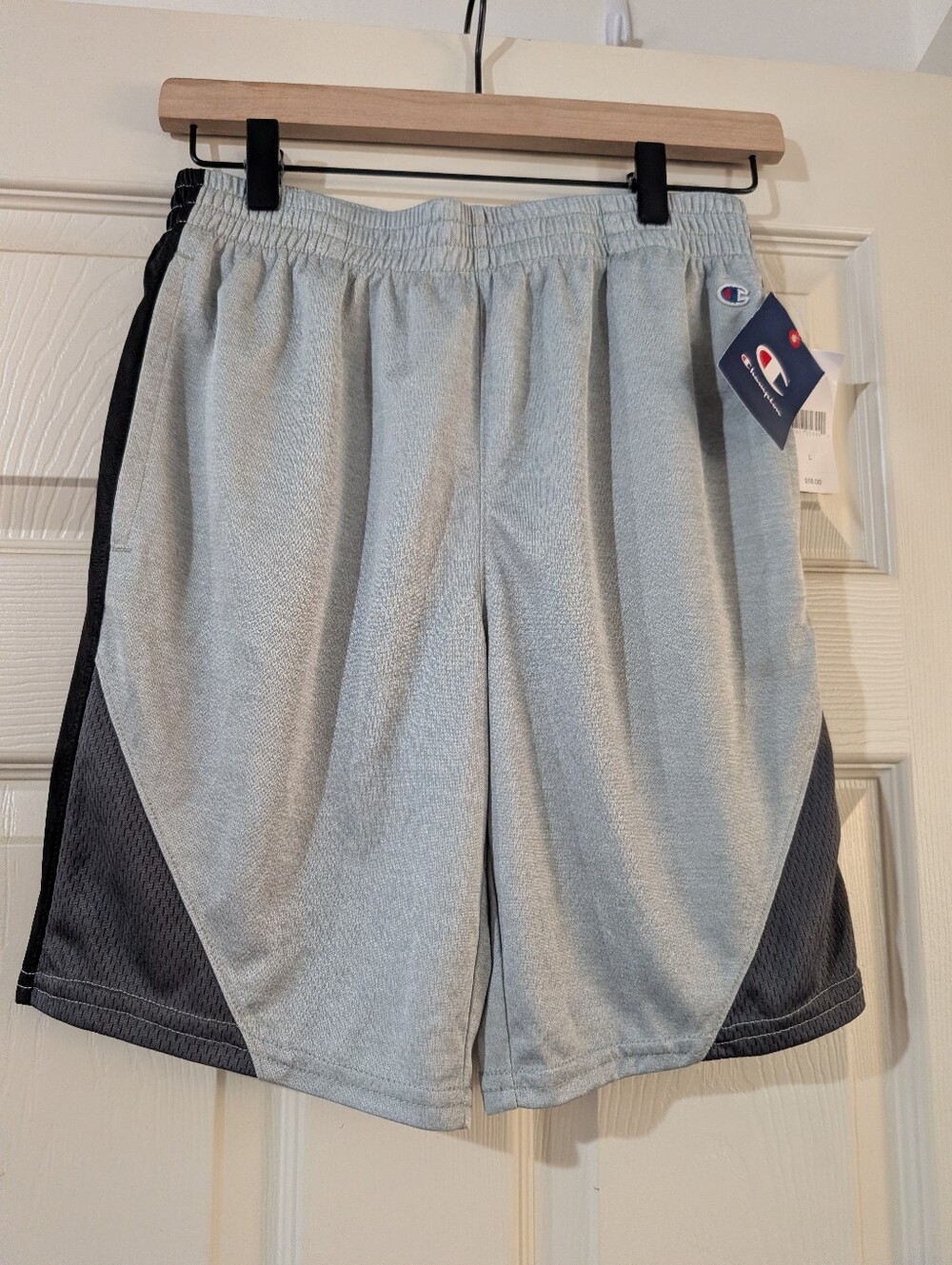Champion Light Gray Athletic Shorts with Dark Gray Panels